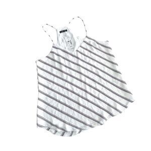 RW & Co. Tank Top Diagonal Stripe Spaghetti Strap Lined Women's M White NWT
